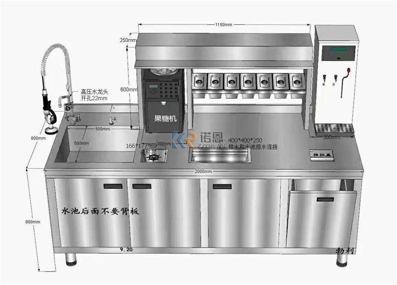 High quality/High cost performance  Professional Water Bar Stainless Steel Water Bar Counter Milk Tea Fructose Dispensing Machine Coffee Trolleys Counter