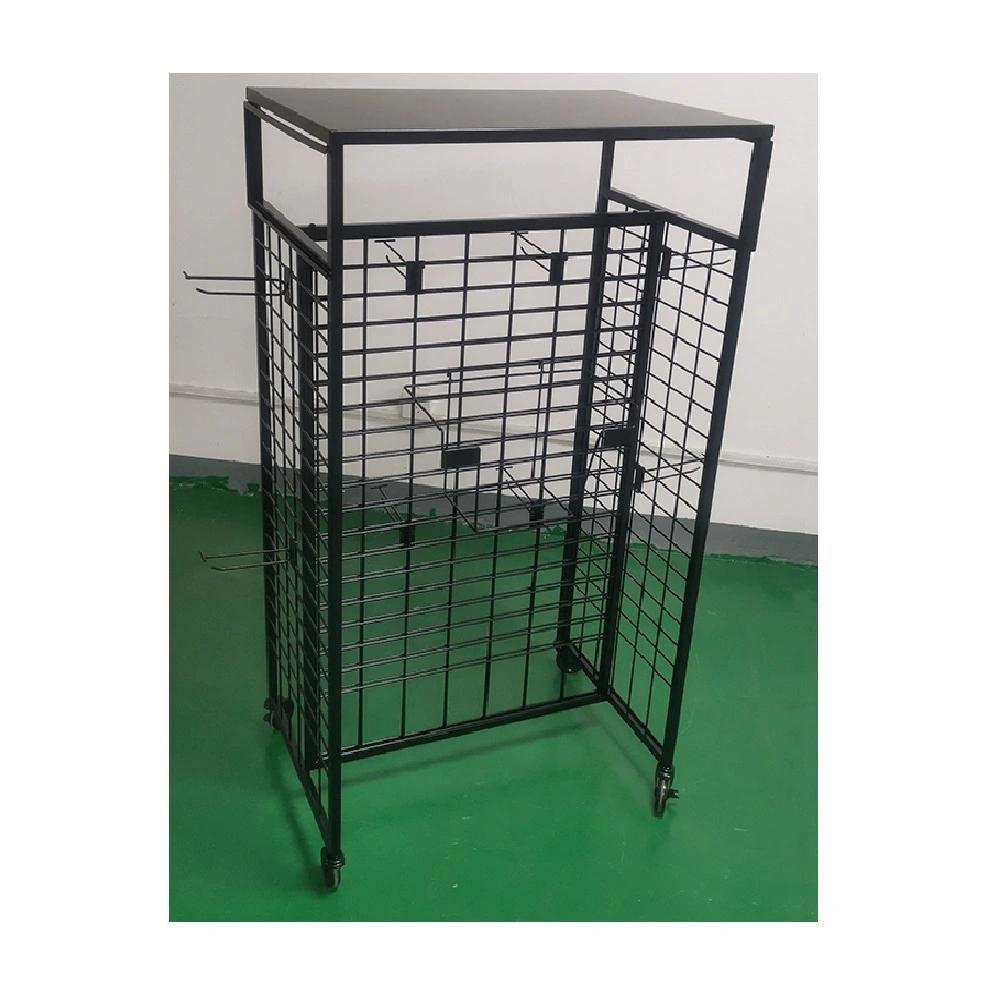 Customized Black Hook Wire Mesh Frame Store Fixture Display Rack Exhibition