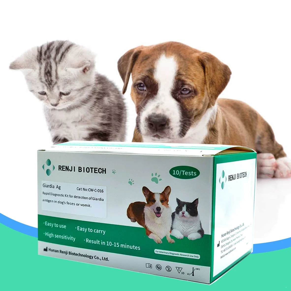 Kit de test rapide d'antigènes vétérinaires pour chats, chiens, vétérinaires, animaux de compagnie