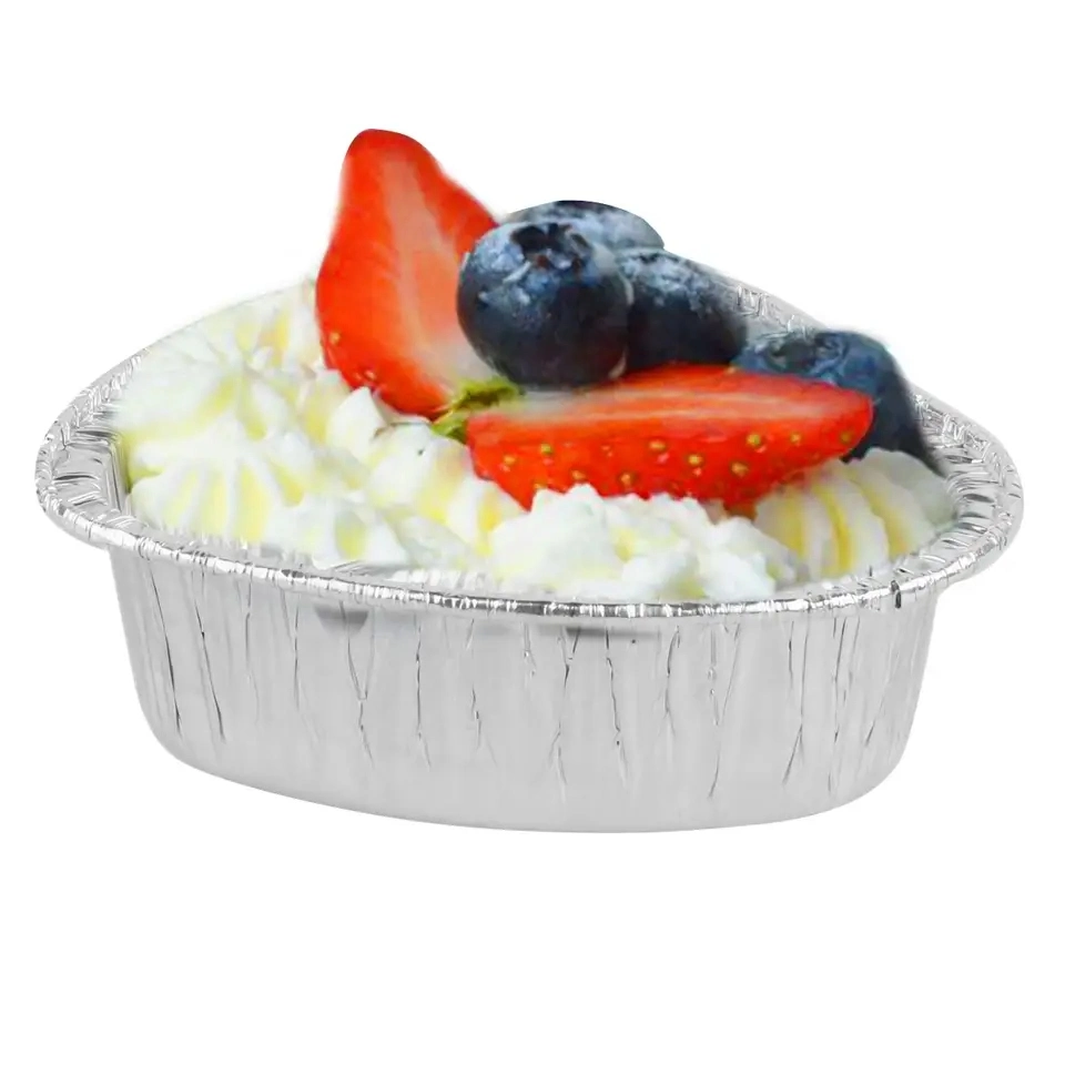 Small Tin Foil Baking Cups Bowl Air Fryer Heart Shape Aluminum Foil Cake Pans