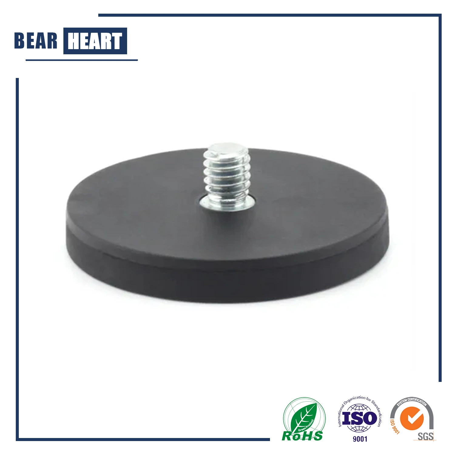 Permanent Powerful Neodymium Rubber Coated Pot Magnet with Screw Thread