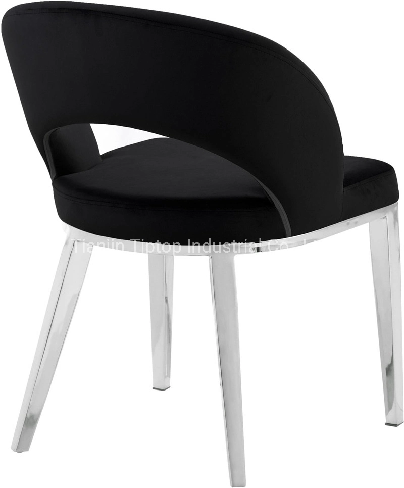 Modern Luxury Velvet Cushion Dining Chair Stainless Steel Waiting Bench &amp; Chair Supplier