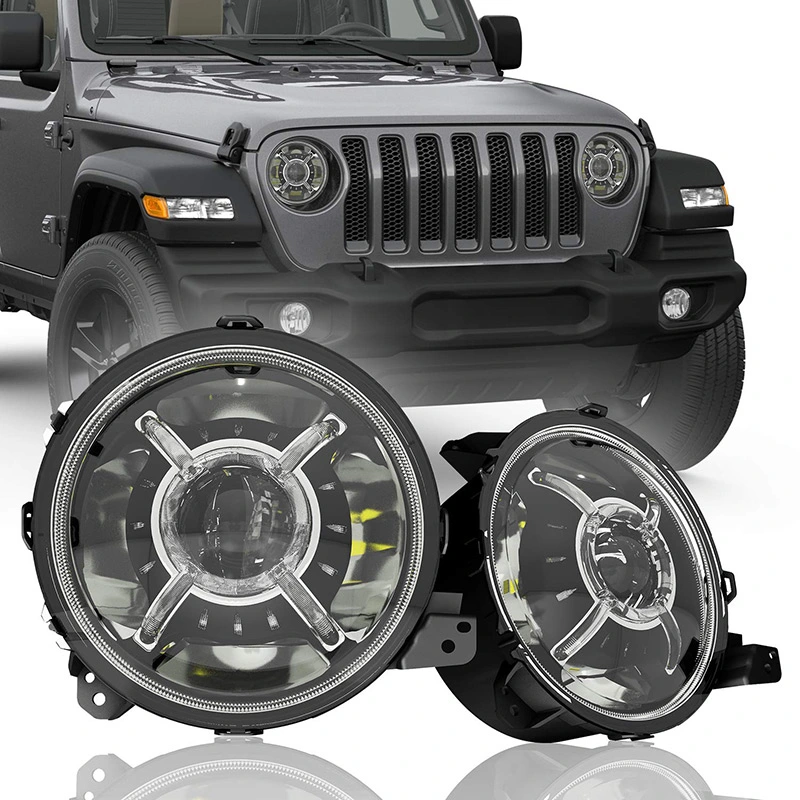 Emark DOT Approved Hi Low Beam 9 Inch Round Auto LED Headlights for Jeep Wrangler