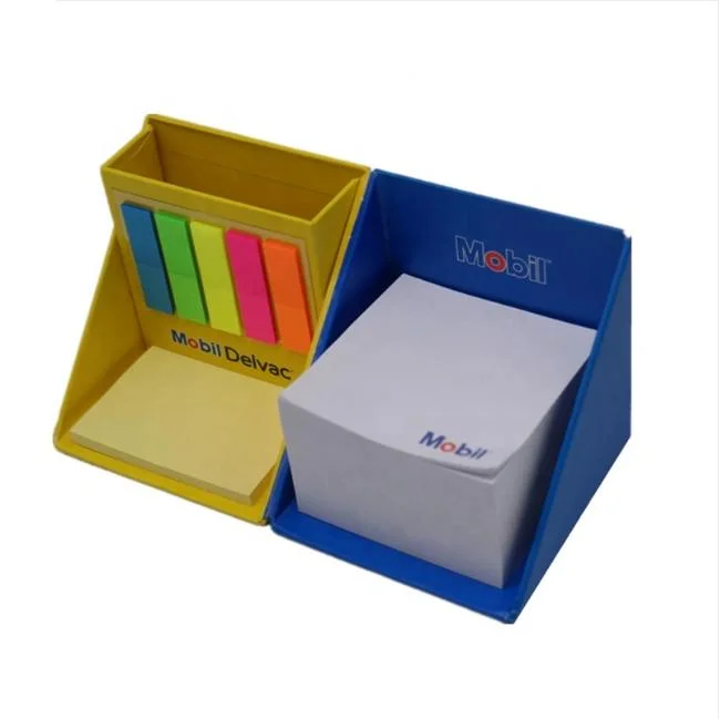 Custom Printing Foldable Square Shaped Paper Box Memo Cube with Pen Holder