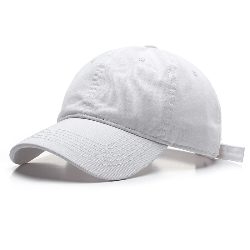 Gorra de béisbol de perfil bajo, sin estructura, de algodón lavado en blanco de 6 paneles con logotipo personalizado