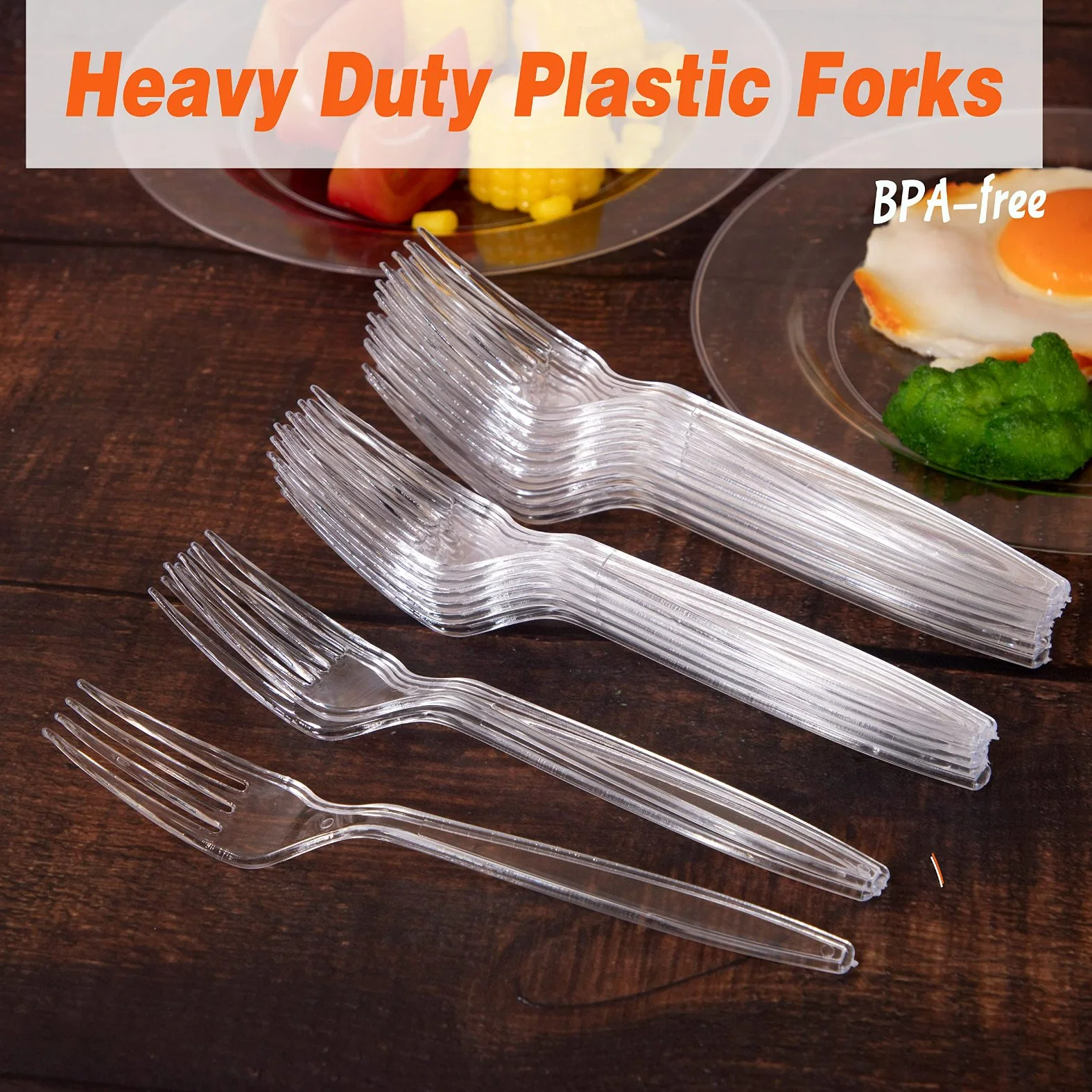 10PCS Wholesale/Supplier Clear Plastic Disposable Forks Heavy Duty Clear Cutlery Forks