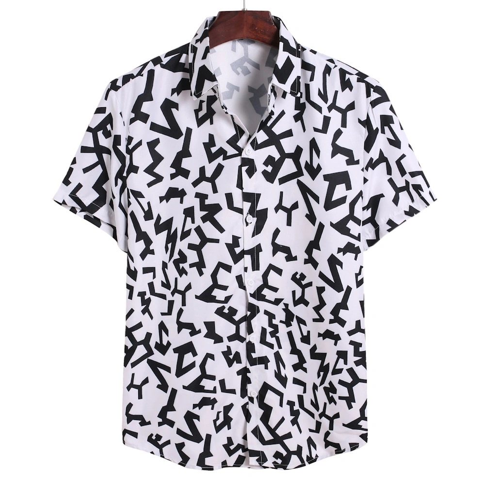 Floral Printed Casual Polo Shirt Short Sleeve Buttons Down Collared Esg16450