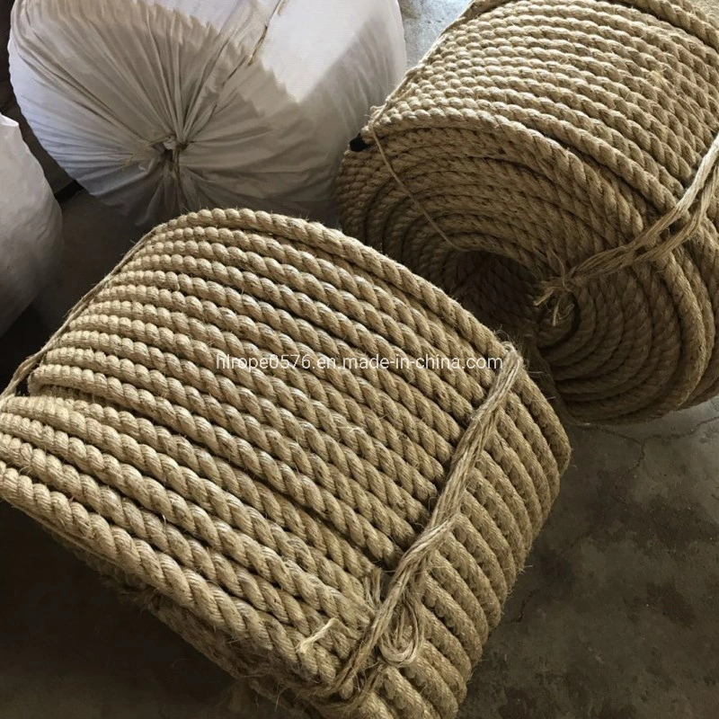 Factory Wholesale/Supplier Twist 3/4 Strand Natural Color Linen Sisal Jute Hemp Manila Twine Rope for Marine and Mooring