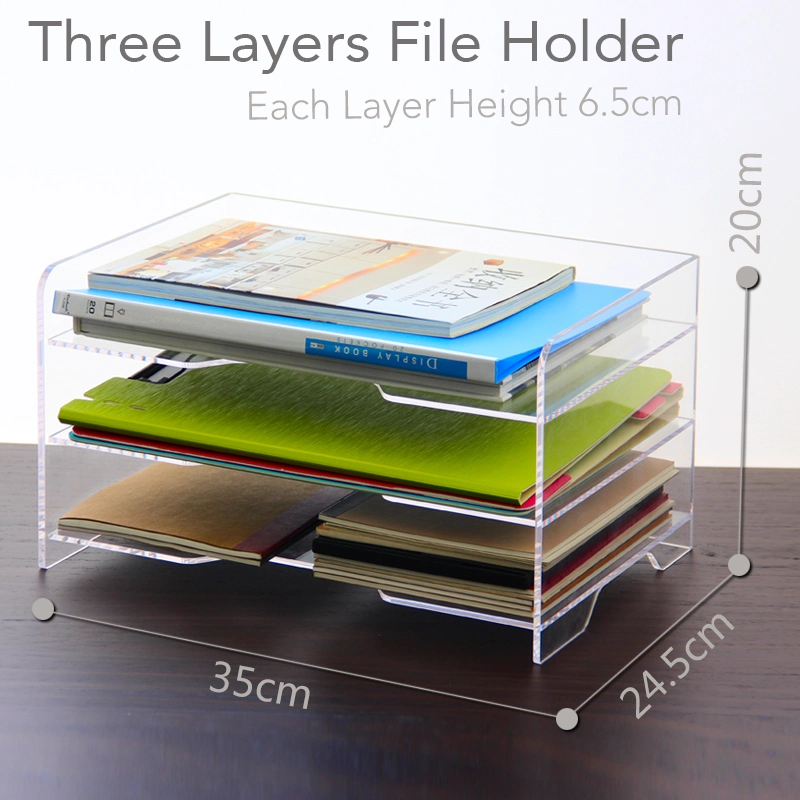 Stackable A4 Size Clear Acrylic File Holder for Company Need