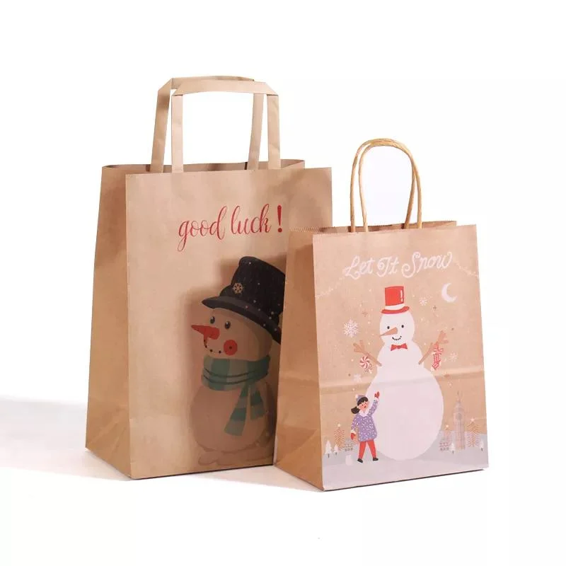 Christmas Snack Clothing Present Packaging Box Merry Christmas Paper Gift Bags Kraft Paper Bags