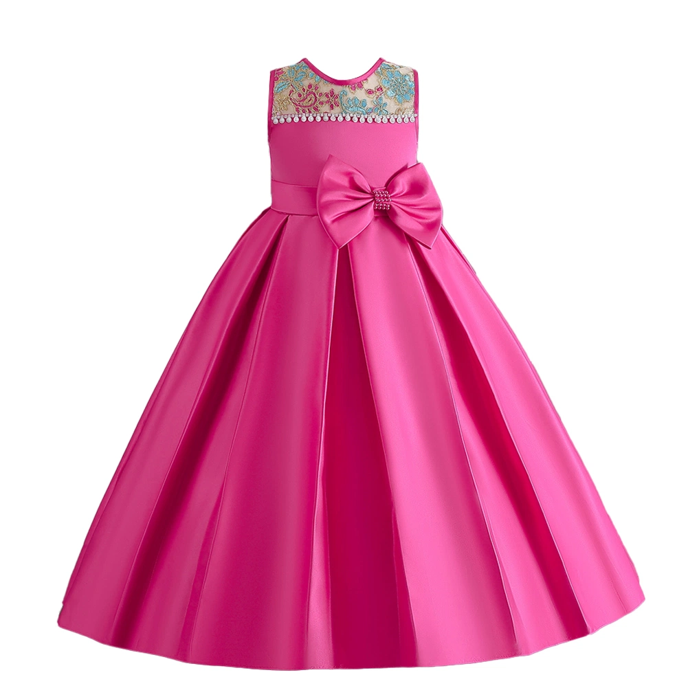 New Children's Princess Style Clothing Girl's Bow Embroidery Beaded Wear Stage Performance Dress