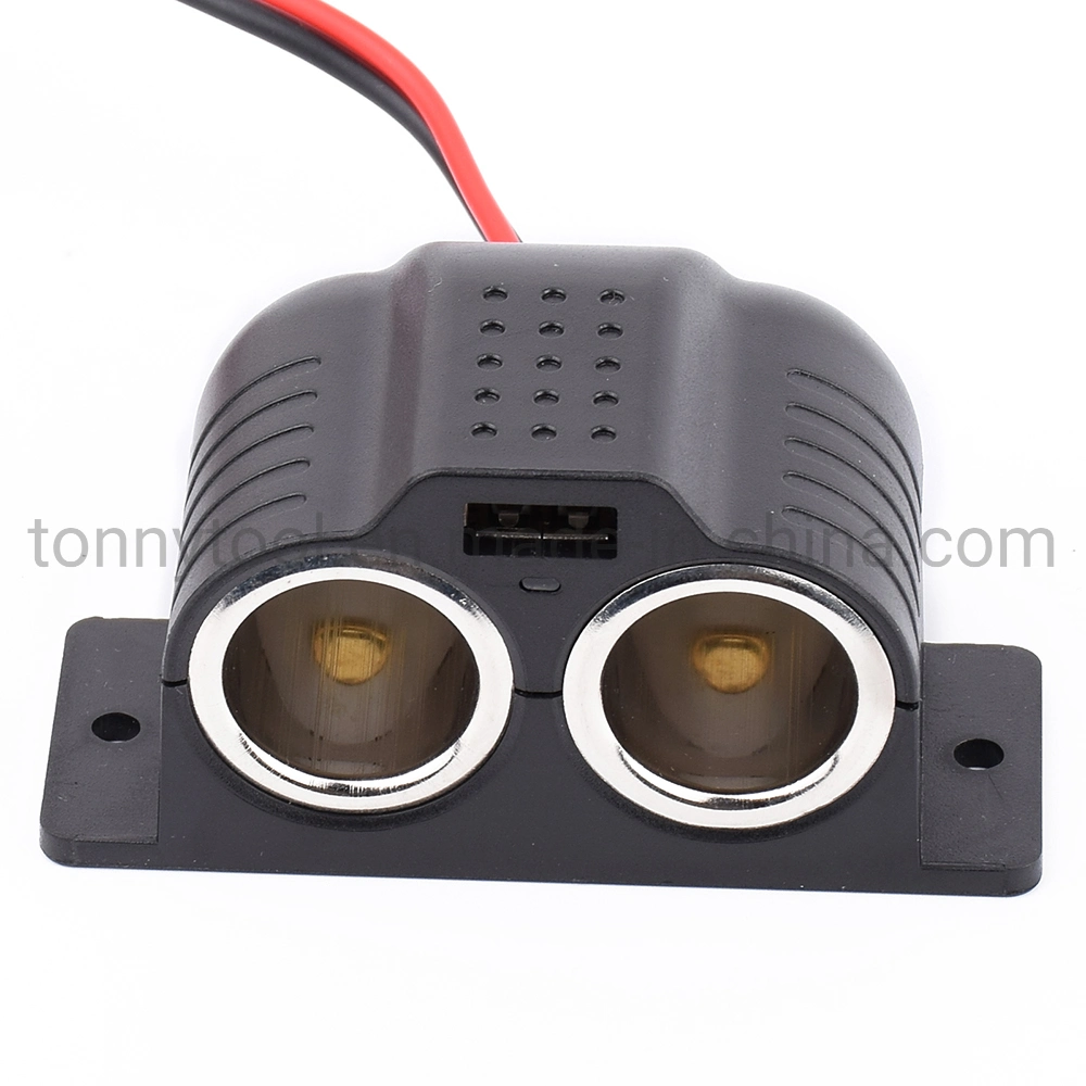 2 Way Car Cigarette Lighter Splitter with One USB Port