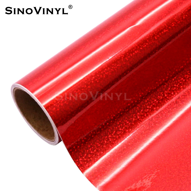 SINOVINYL High quality/High cost performance  Holographic Saprkle Dots Red Cellphone Decor DIY Adhesive Vinyl for Cutting Plotter