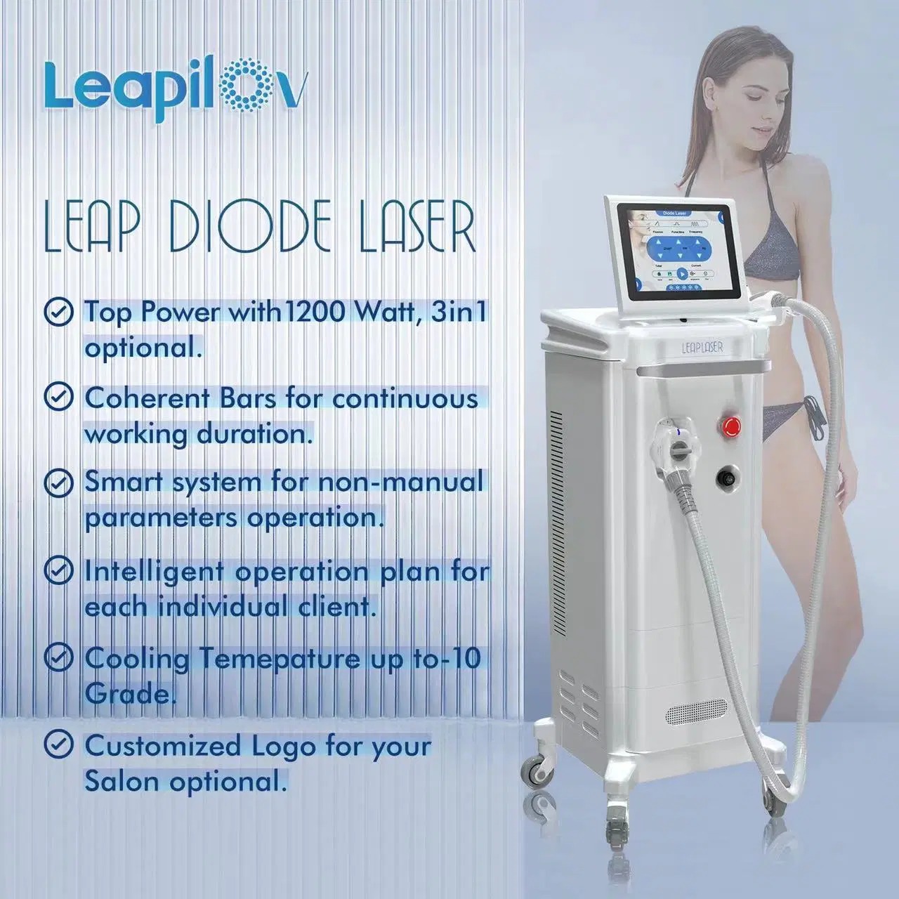 Diode d'épilation professionnelle laser 808nm 755nm et 1064nm 4in1 Laser à diode de longueur d'onde