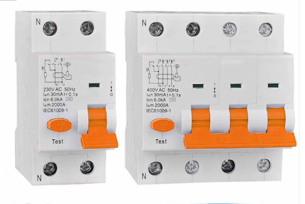 Disjoncteur RCBO circuit résiduel avec protection contre les surcharges 16A 20A 25A 32A 50A 63 A.