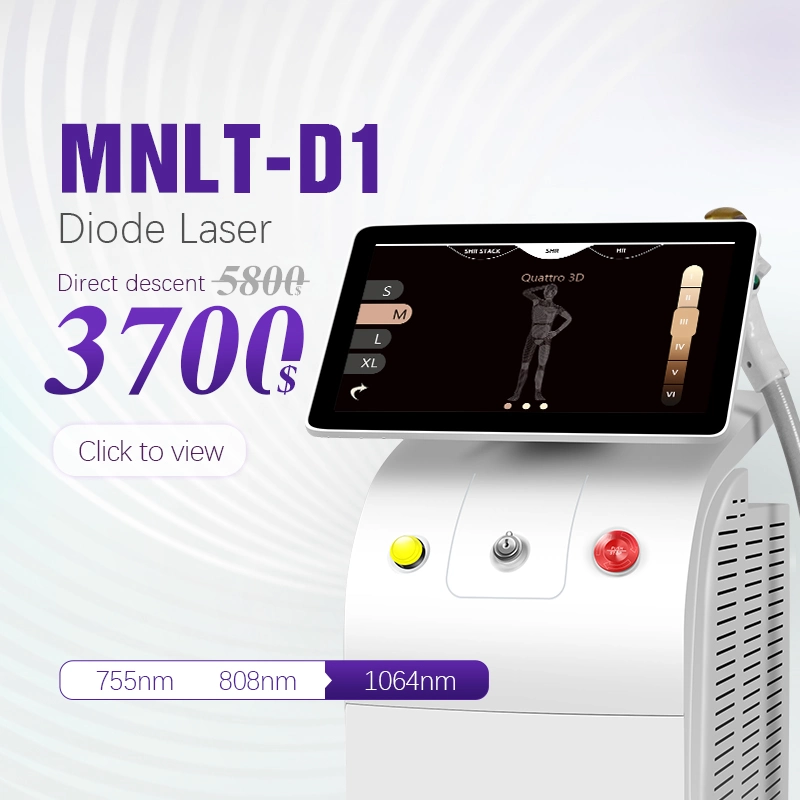Neu 2023 Version 3D Dreiwellen-Diodenlaser mit 4K 808 Nm Haarentfernungsmaschine 755 808 1064 Diode Laser Ice Platinum