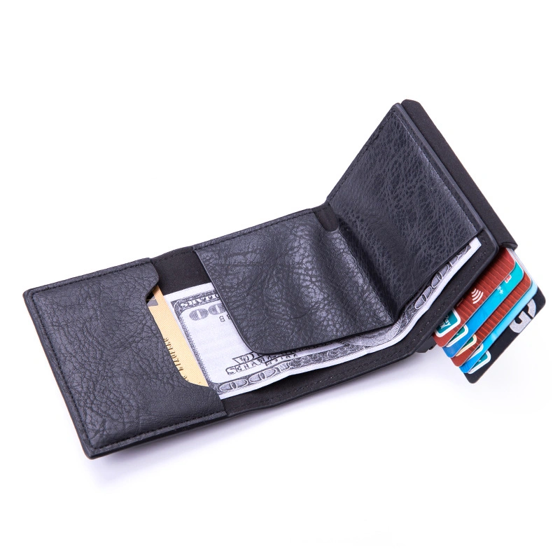 PU Leather Pop up Wallet RFID Blocking Slim Minimalist Credit Card Holder