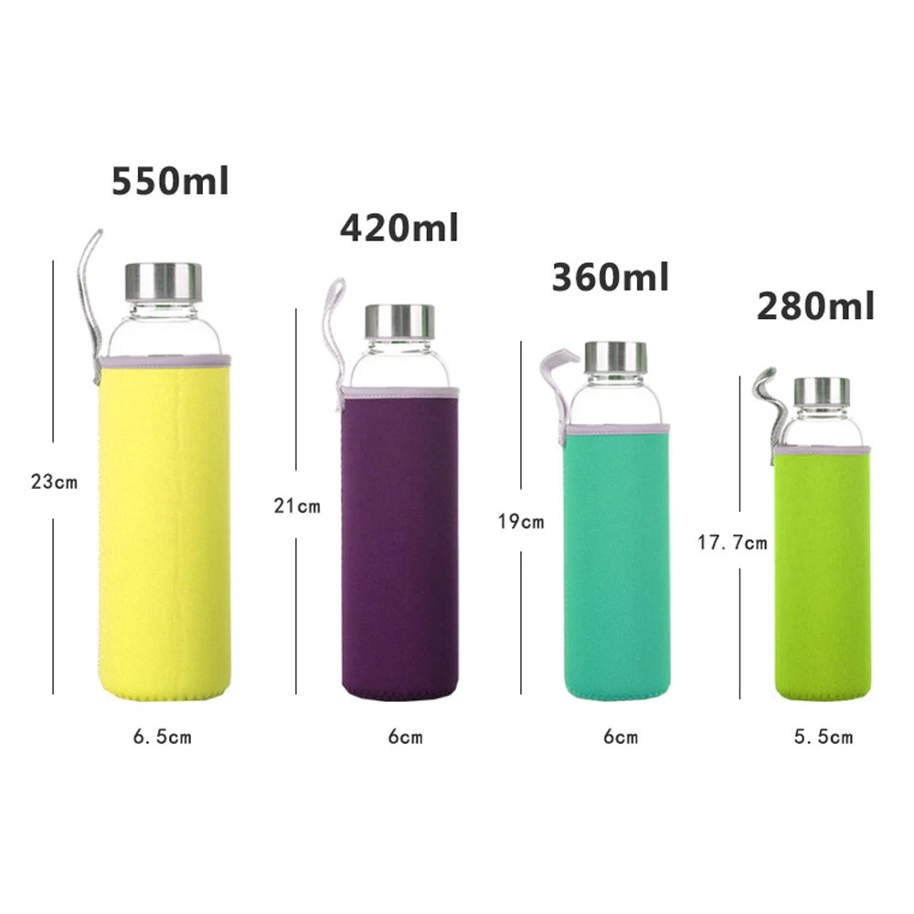 350ml 450ml 550ml 750ml Hot Water Drinking Glass Water Bottle Borosilicate