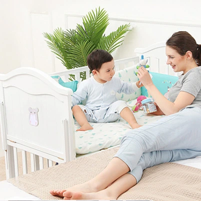 Solid Pine Wood Baby Bed Furniture with Baby Swing Bed Function Bedroom Furniture