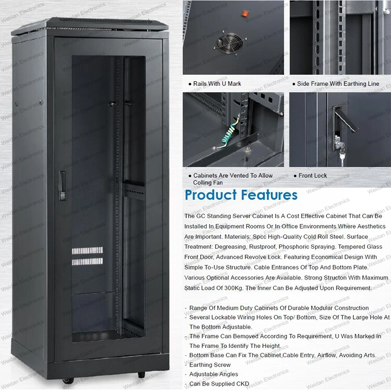 Gc 24u-47u Standing Metal Rack Enclosure Telecommunication&Broadcasting Server Cabinets