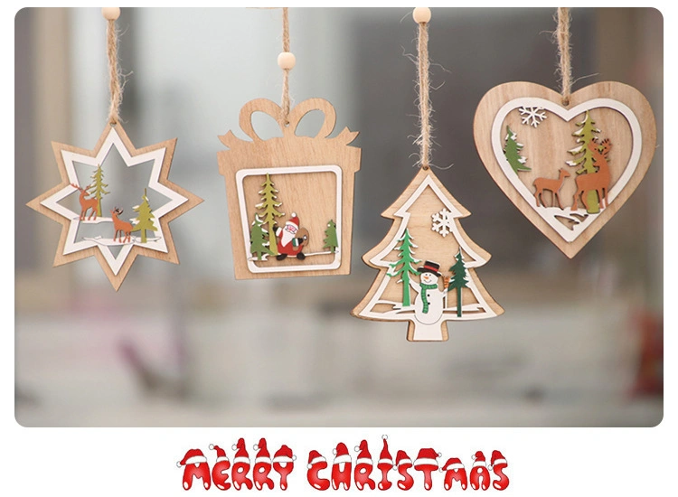 Custom Natural Beech Wood Promotional Christmas Decoration