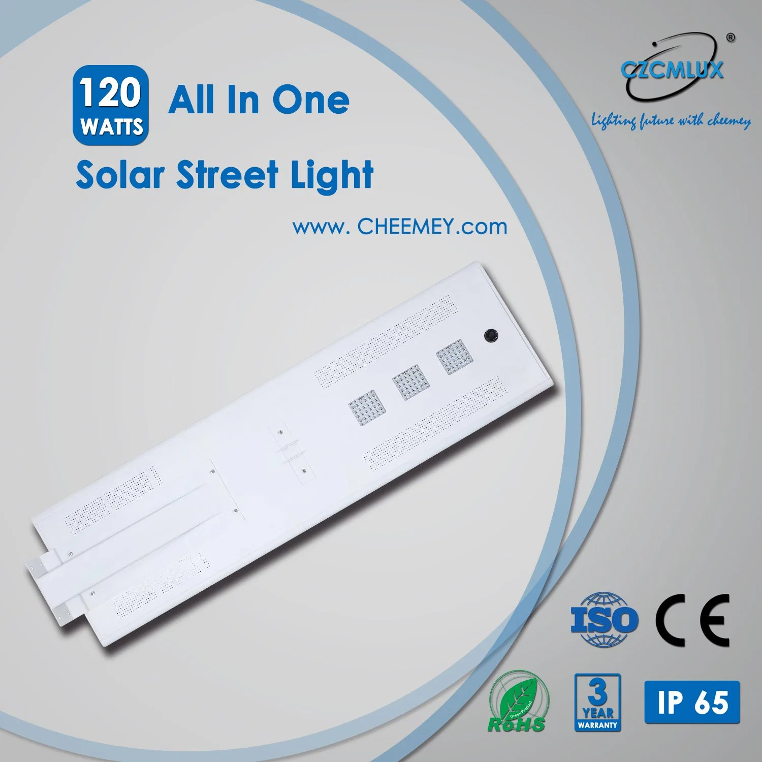 120W High Power All in One Solar Street Light for Project with 3-5 Years Warranty