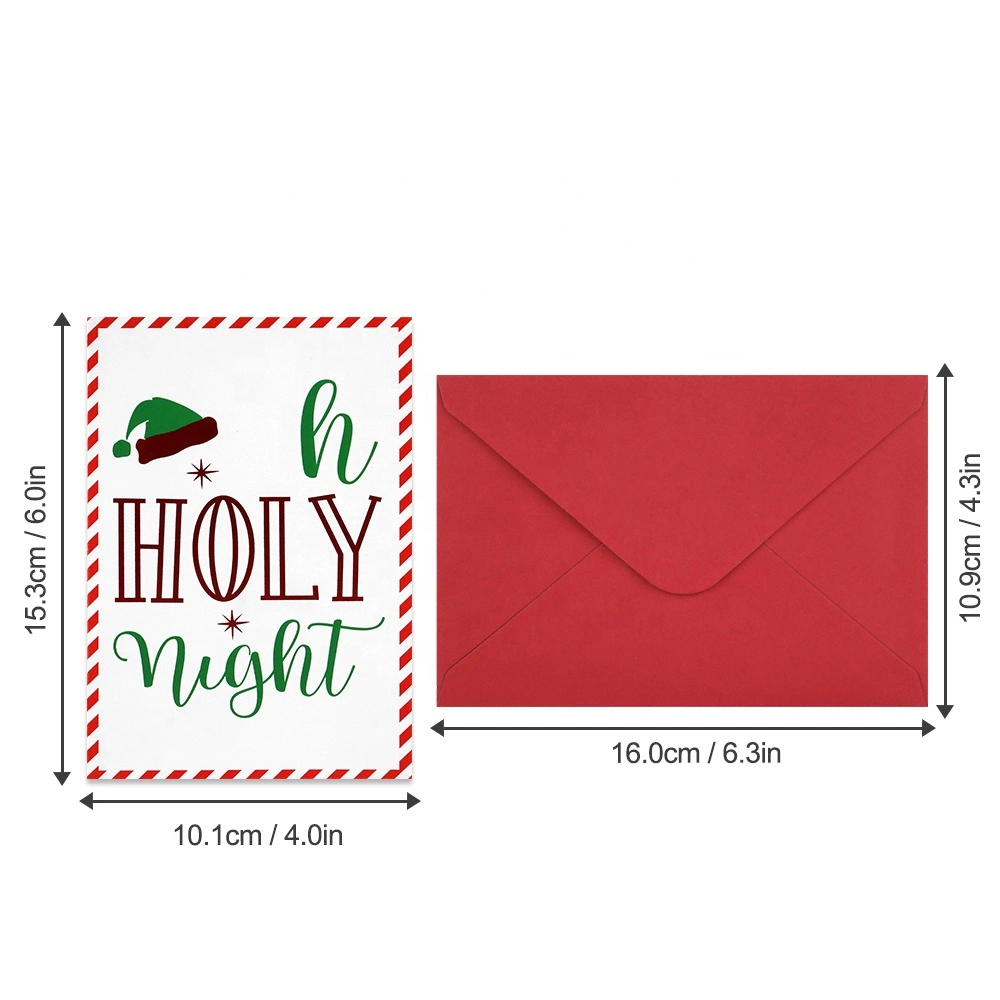 Manufacturers OEM Red Foil Craft Folding Handmade Holiday Merry Christmas Greeting Cards with Envolpe Boxes Set Custom Printing