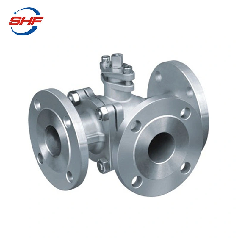 Shf Stainless Steel CF8 CF8m Pneumatic Three Way Ball Valve with Gear Operation