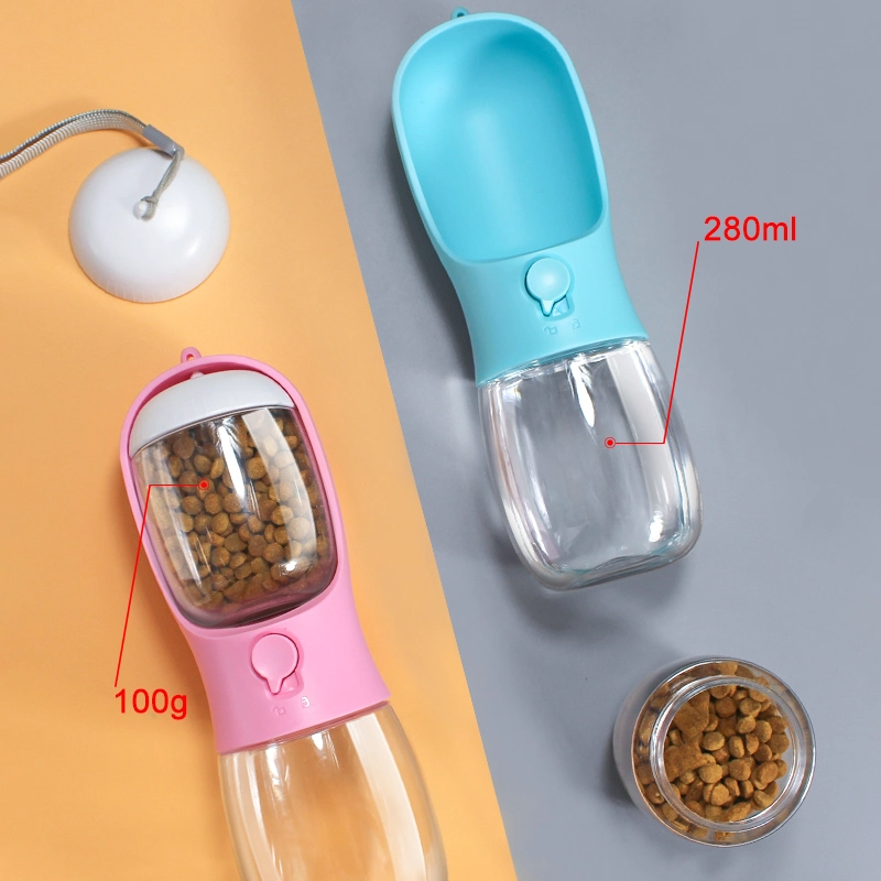 Cute Portable 2 in 1 Plastic Dog Cat Feeder Water Food