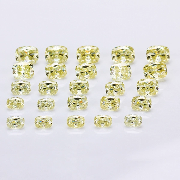 Elongated Cushion 8X10mm Crushed Ice Cut Canary Yellow Color Moissanite Stone