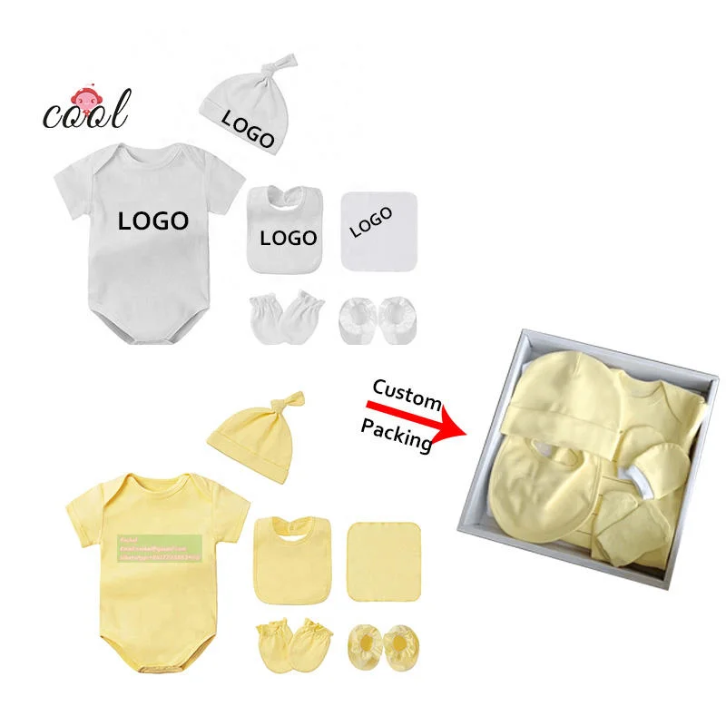 High Quality Custom Multi Designs Combed Cotton 8PCS Clothing Set New Born Baby Body Suit Baby Romper Set