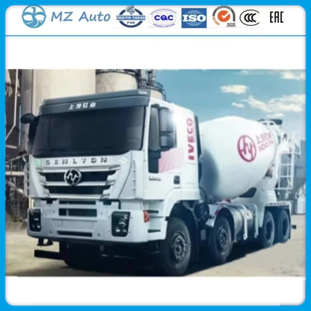 S AIC Hongyan Genlvon M500 320/390HP 8X4 Mixer Truck Euro5 I Veco Engine 12 кубических метров Проектирование Строительное оборудование изготовлено В Китае