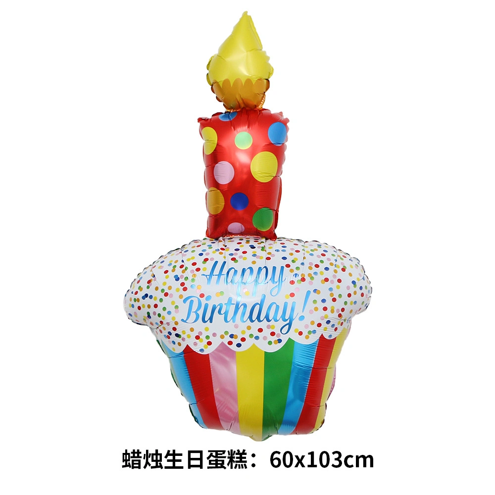 New Large Candle Three-Layer Cake Shape Aluminum Film Party Decoration Balloon