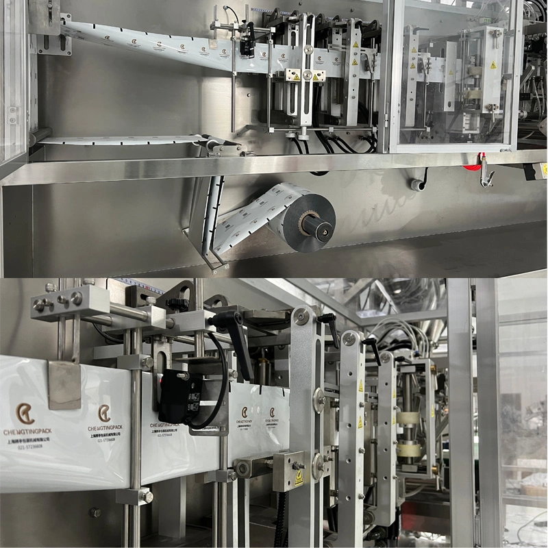 Automatische Verpackungsmaschine Beutel Breite 60mm bis 300mm &amp; Länge 75mm bis 360mm Volumen 1 bis 2000ml/CC Pulverbeutel bilden Abfüll- und Verschließmaschine