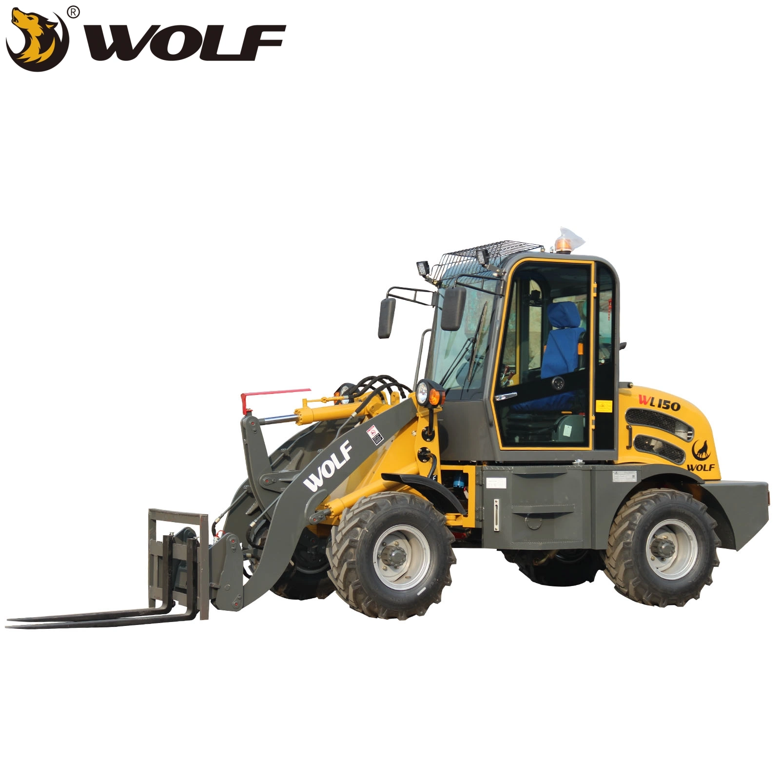 China Wolf Loader 1500kg/1.5t Hydraulic Mini Loader with Quick Hitch/Pallet Fork/Grapple/Auger