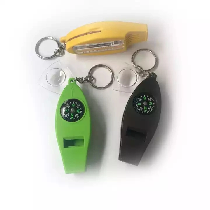 High Quality Safety Whistle with Camping Survival Whistle Compass Thermometer Magnifier