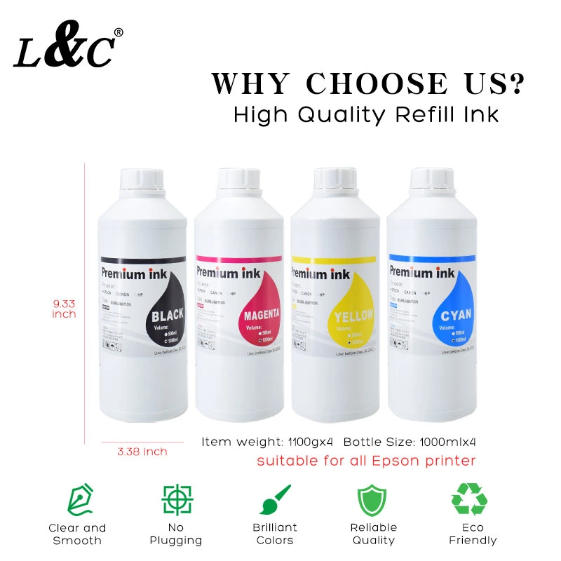 L&C High Transfer Rate Digital Textile Ink White Ink Sublimation Ink for Epson L1800 L805 L1300 L120 L800 L850 L3110