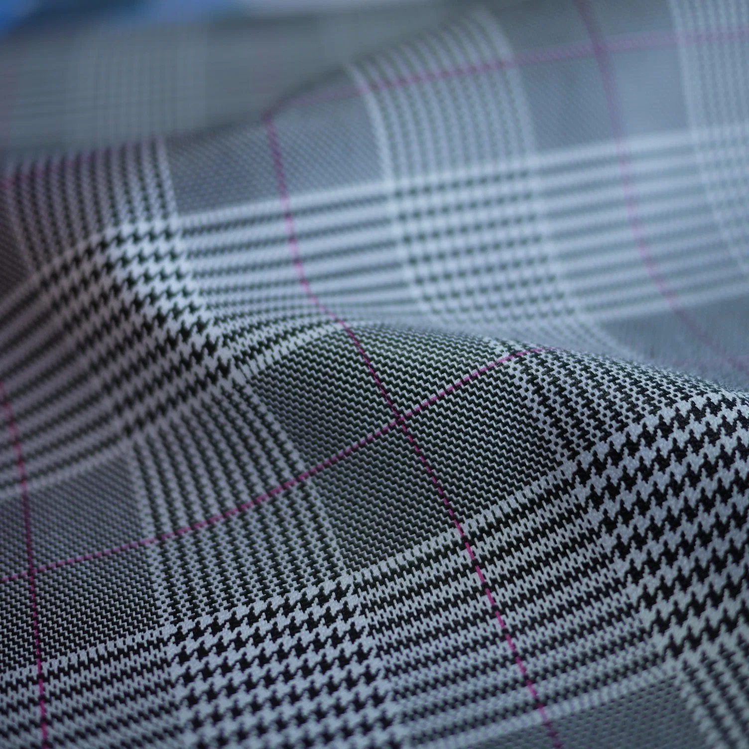 Stripe Houndstooth PU Artificial Tecido de poliéster de couro jaqueta de Vestuário Têxtil