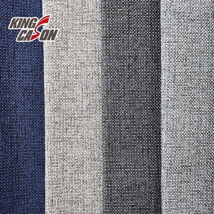 Kingcason 100% Polyester Classic One Side Brush Plain Linen Upholstery Fabric for Sofa and Chair