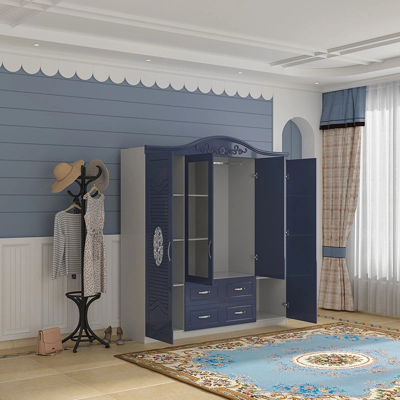 4 Door MDF Bedroom Wardrobe Big Large Clothes Storage Cabinet for Bedroom