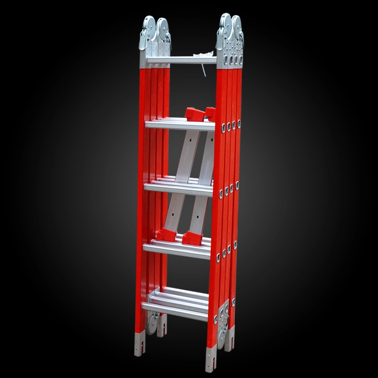 4*3 to 4*7steps Insuleted Fiberglass Multi-Purpose Telescopic Folding Ladder