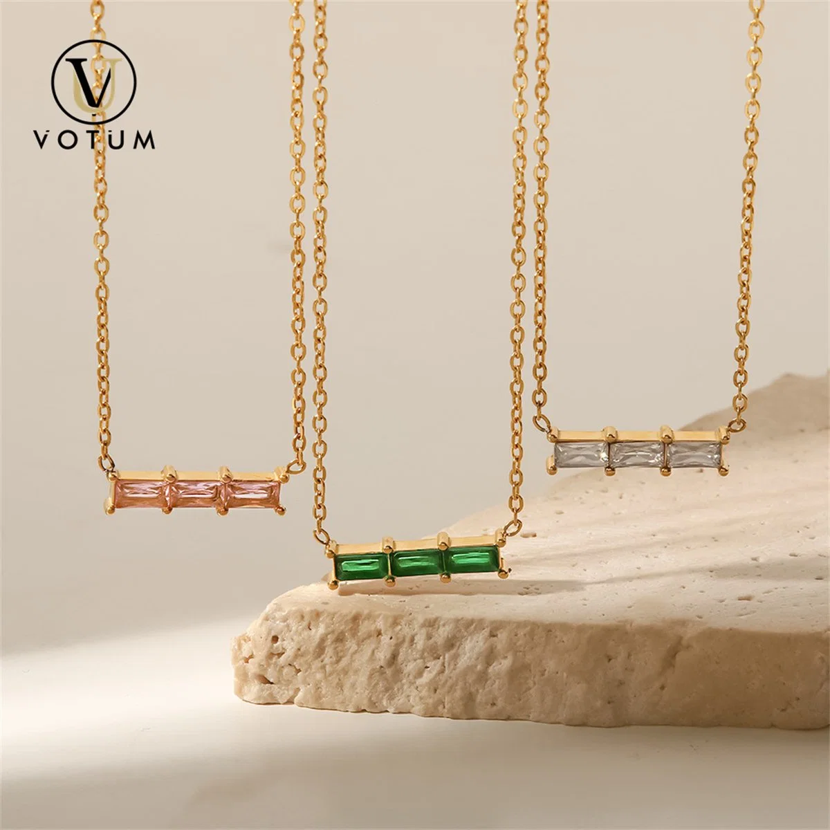 Votum Factory OEM Crystal 18K Gold Plated 925 Silver Necklace Customize Jewelry