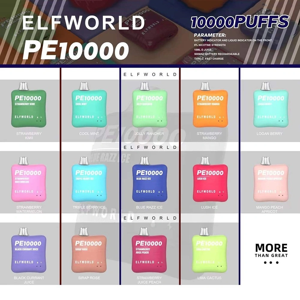 Elfworld PE10000 Pffs 10K Vape Pod التخلص من الجهاز بالجملة Trans 7500 DC5000 Ultra Te5000 D6000 Bc5000 Bar