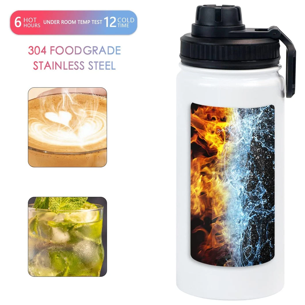 Sports blanc boire Tumbler 32 oz large bouche Fiole à vide en acier inoxydable Sublimation vierge bouteille d'eau en acier inoxydable avec couvercle de paille