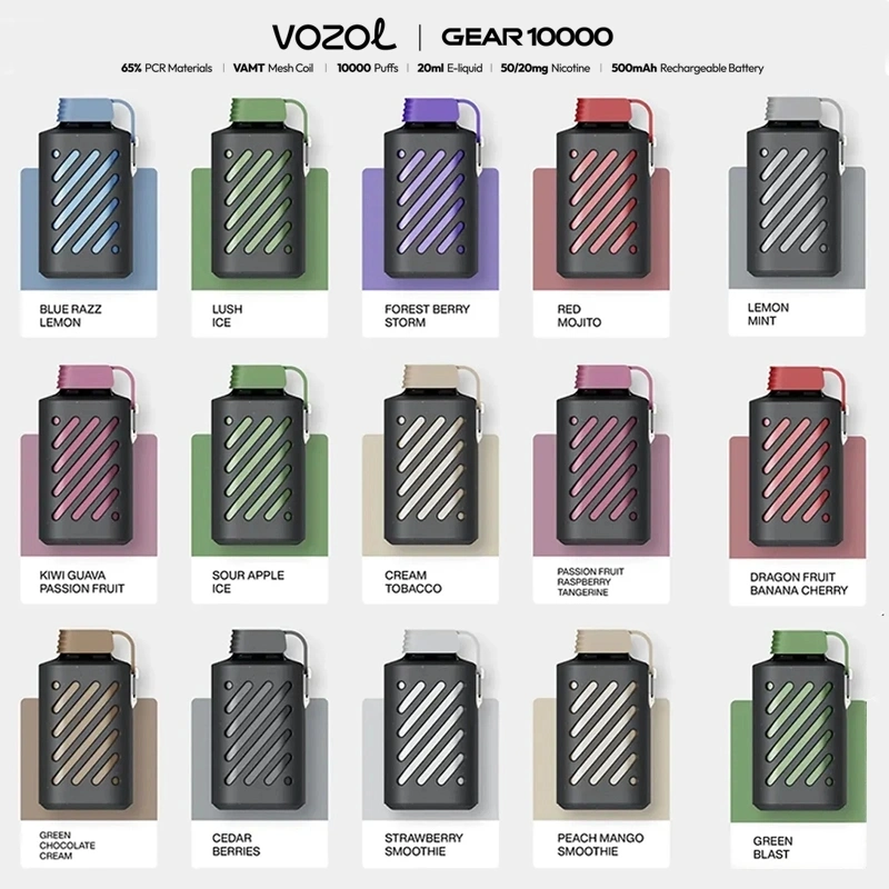 Original Vozol Gear 10000 Puffs 20ml Prefilled Rechargeable 500mAh Battery E Cigarette Pen Disposable/Chargeable Vape