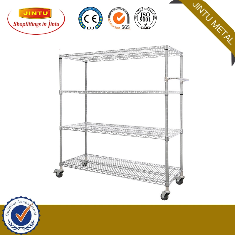  4 Tiers #304 Stainless Steel Display Wire Shelving Unit Rack