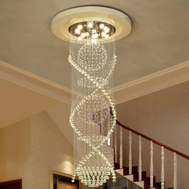 Moderna espiral doble cristal Chandelier enorme Pendent luz (WH-NC-40)