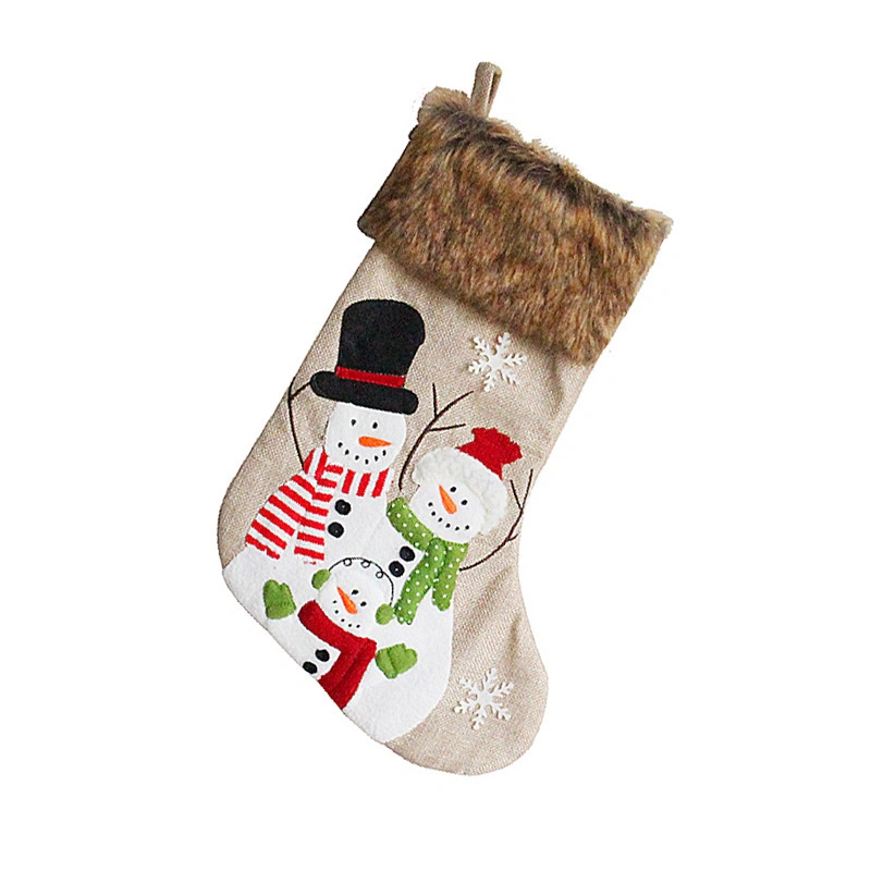 Plush Christmas Socks Older Snowman Elk Candy Bag Embroidery Gift Socks Christmas Tree Gifts Sock