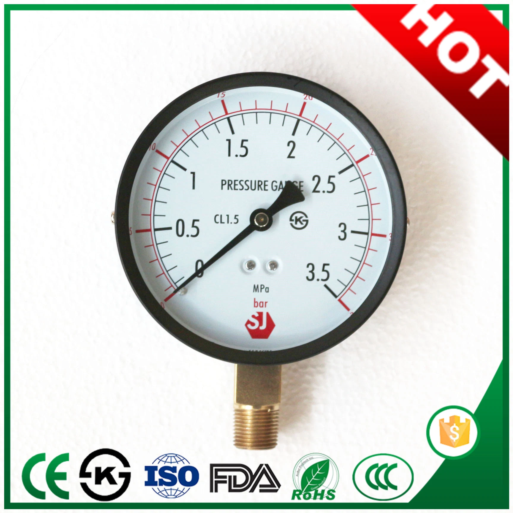 60mm Pressure Gauge for Exporting with Bottom Connection