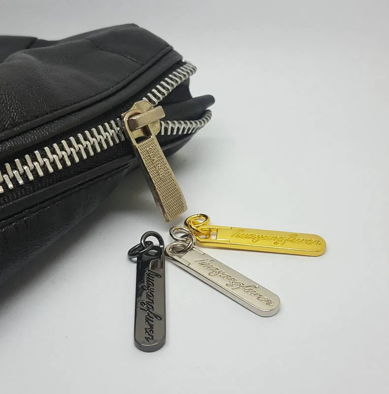 Custom Brushed Antique Logo Zipper Removable Slider Handle for Bags